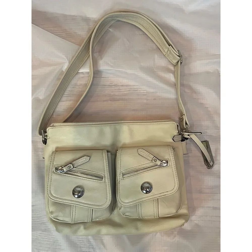 ROSETTI Cream Off White Soft Leather Purse Crossbody HandBag Adjustable Strap